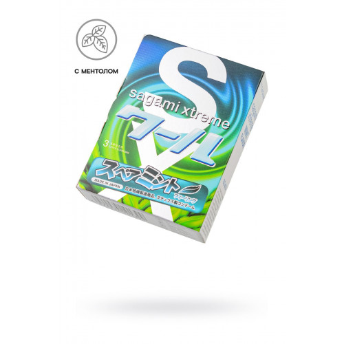Презервативы Sagami Xtreme Mint, 19см, 5,2см, 3шт