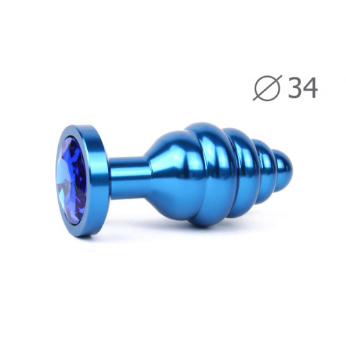 Втулка анальная BLUE PLUG MEDIUM (синяя), L 80 мм D 34 мм, вес 90г, цвет кристалла синий