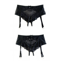 Эротические трусики-пояс Erolanta Lingerie Collection с кружевными вставками, черные (50-52)