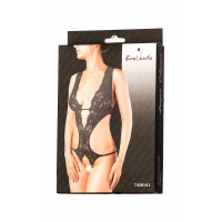 Эротическое боди Erolanta Lingerie Collection с глубоким декольте, кружевное черное (50-52)